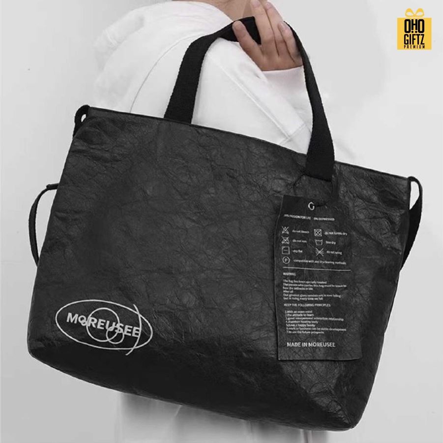 กระเป๋ากระดาษคราฟท์ Dupont ขนาดใหญ่ สกรีนโลโก้ ทำเป็นของพรีเมี่ยมได้