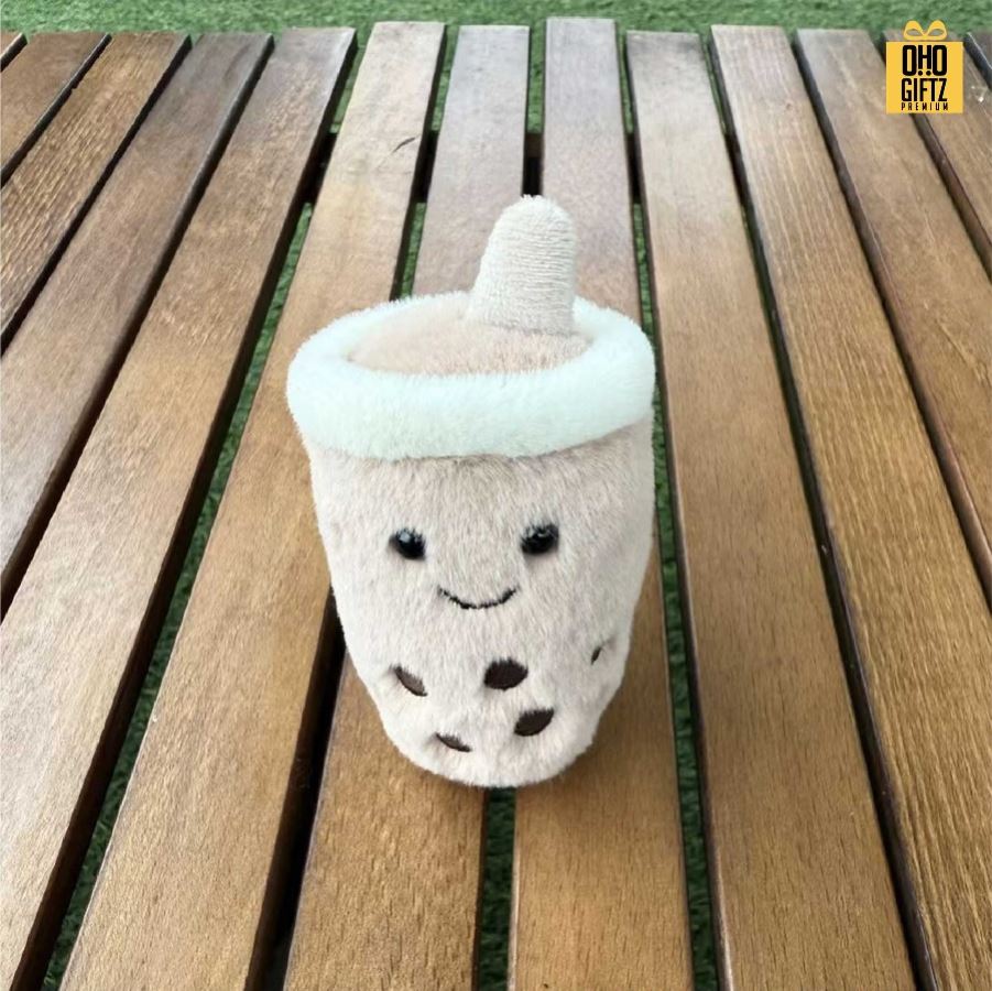 พวงกุญแจตุ๊กตาชานมไข่มุก สกรีนโลโก้ ทำเป็นของพรีเมี่ยม ของชำร่วยได้