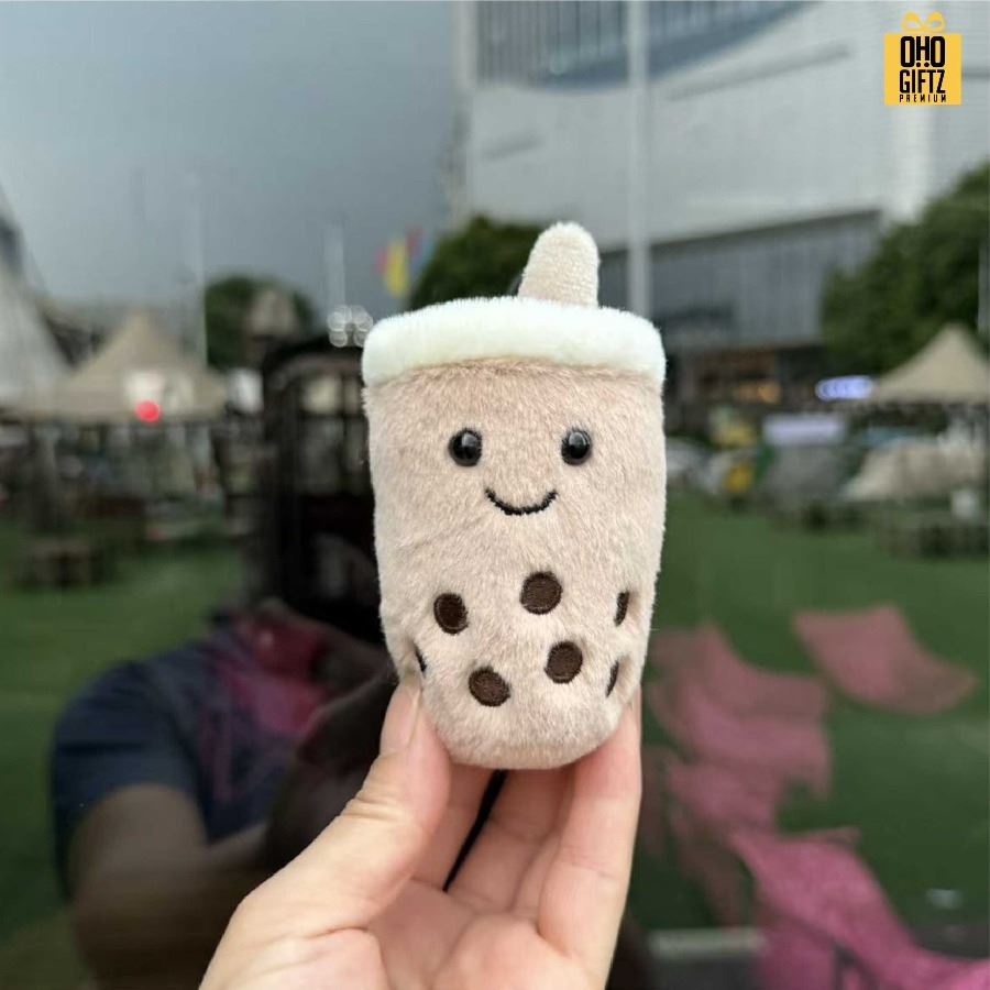 พวงกุญแจตุ๊กตาชานมไข่มุก สกรีนโลโก้ ทำเป็นของพรีเมี่ยม ของชำร่วยได้