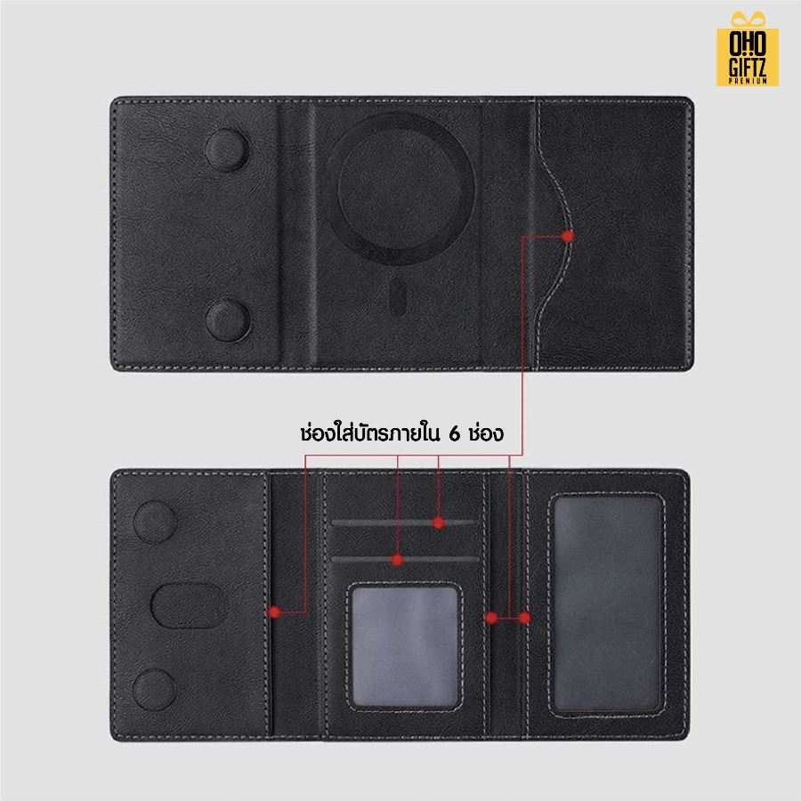 ที่ใส่บัตรแม่เหล็ก Magsafe หนัง PU มีหลายช่อง สกรีนโลโก้ ทำเป็นของพรีเมี่ยมได้