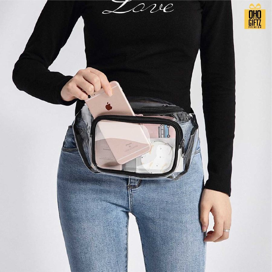 กระเป๋าคาดอกใส สกรีนโลโก้ ทำเป็นของพรีเมี่ยมได้