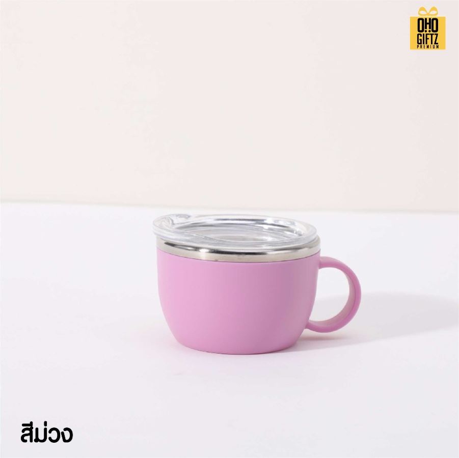 แก้วน้ำสแตนเลสจิ๋ว มีหูจับ ขนาด 3oz สกรีนโลโก้ ทำเป็นของพรีเมี่ยมได้