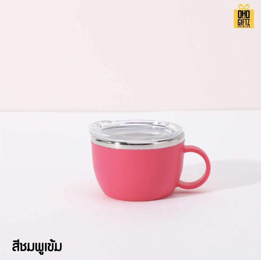 แก้วน้ำสแตนเลสจิ๋ว มีหูจับ ขนาด 3oz สกรีนโลโก้ ทำเป็นของพรีเมี่ยมได้