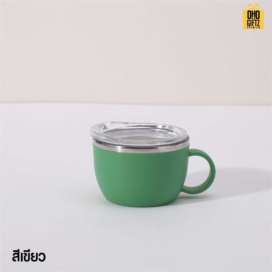 แก้วน้ำสแตนเลสจิ๋ว มีหูจับ ขนาด 3oz สกรีนโลโก้ ทำเป็นของพรีเมี่ยมได้