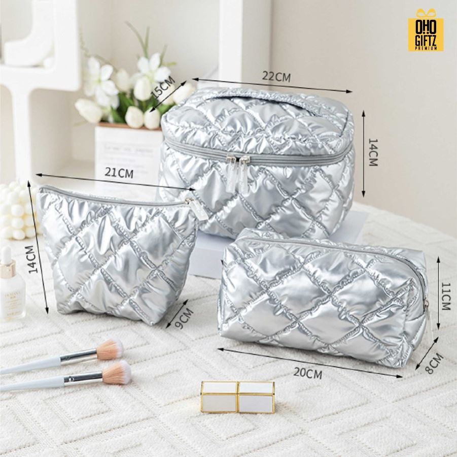 ชุดเซ็ทกระเป๋าใส่เครื่องสำอางค์ 3 ชิ้น/ชุด สกรีนโลโก้ ทำเป็นของพรีเมี่ยมได้