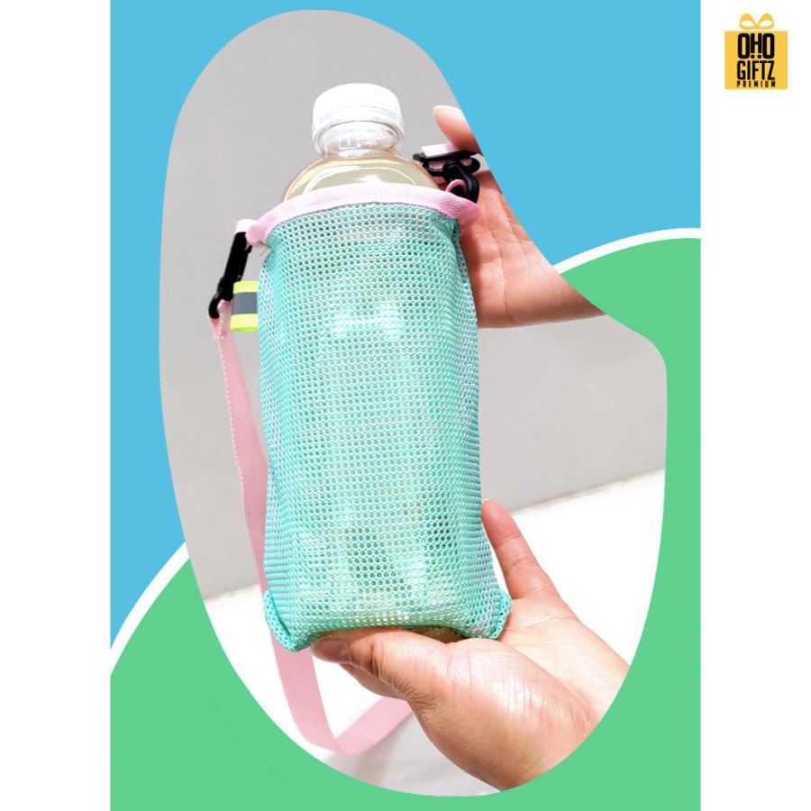 กระเป๋าสะพายตาข่ายใส่กระบอกน้ำ สกรีนโลโก้ ทำเป็นของพรีเมี่ยม ของชำร่วย ของที่ระลึก