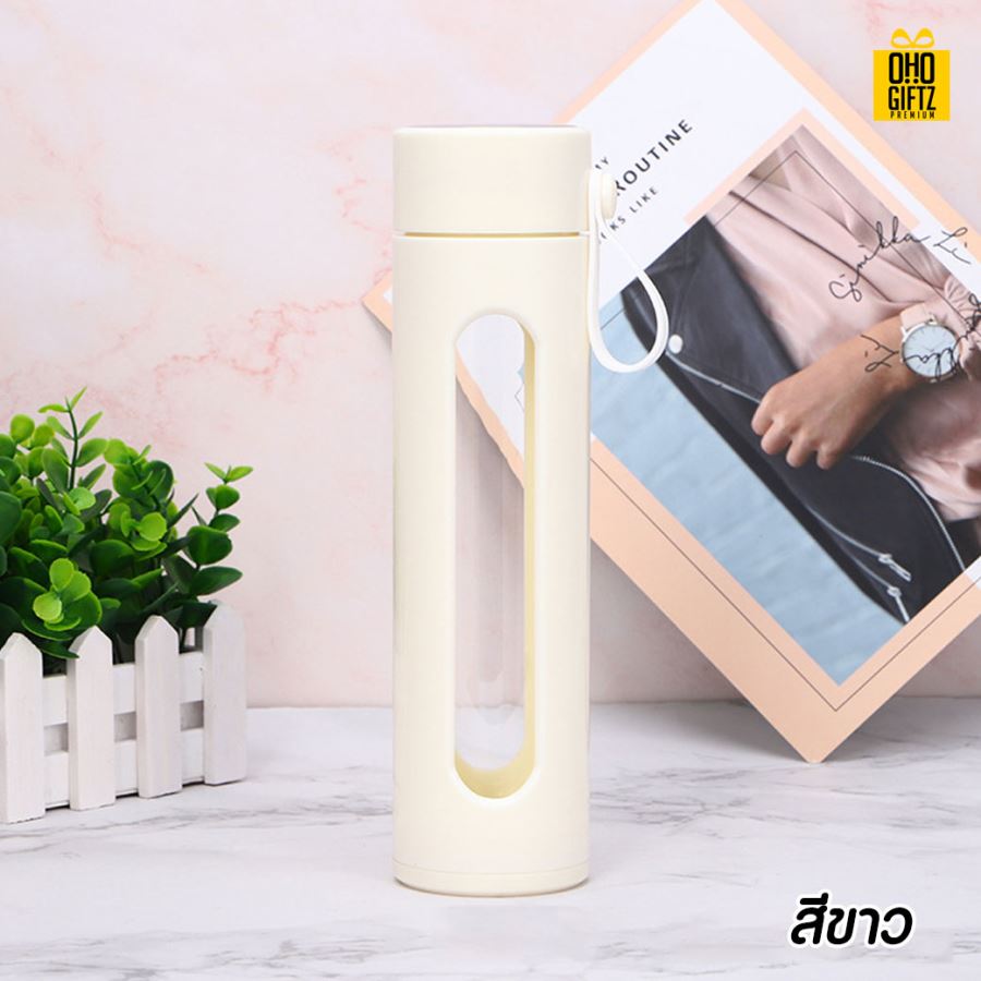 กระบอกน้ำโปร่งใส สกรีนชื่อ เลเซอร์โลโก้ฟรี  ทำเป็นของพรีเมี่ยมได้