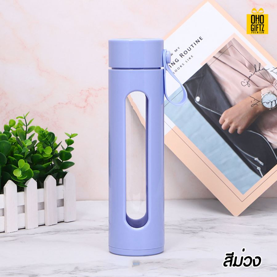 กระบอกน้ำโปร่งใส สกรีนชื่อ เลเซอร์โลโก้ฟรี  ทำเป็นของพรีเมี่ยมได้