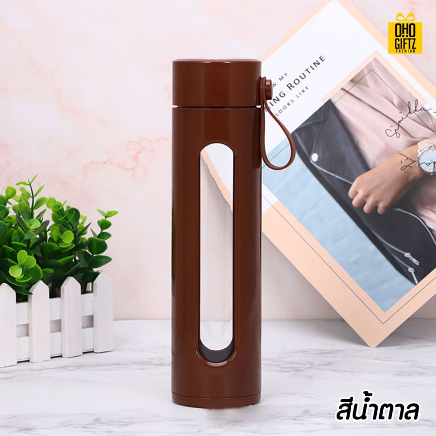 กระบอกน้ำโปร่งใส สกรีนชื่อ เลเซอร์โลโก้ฟรี  ทำเป็นของพรีเมี่ยมได้