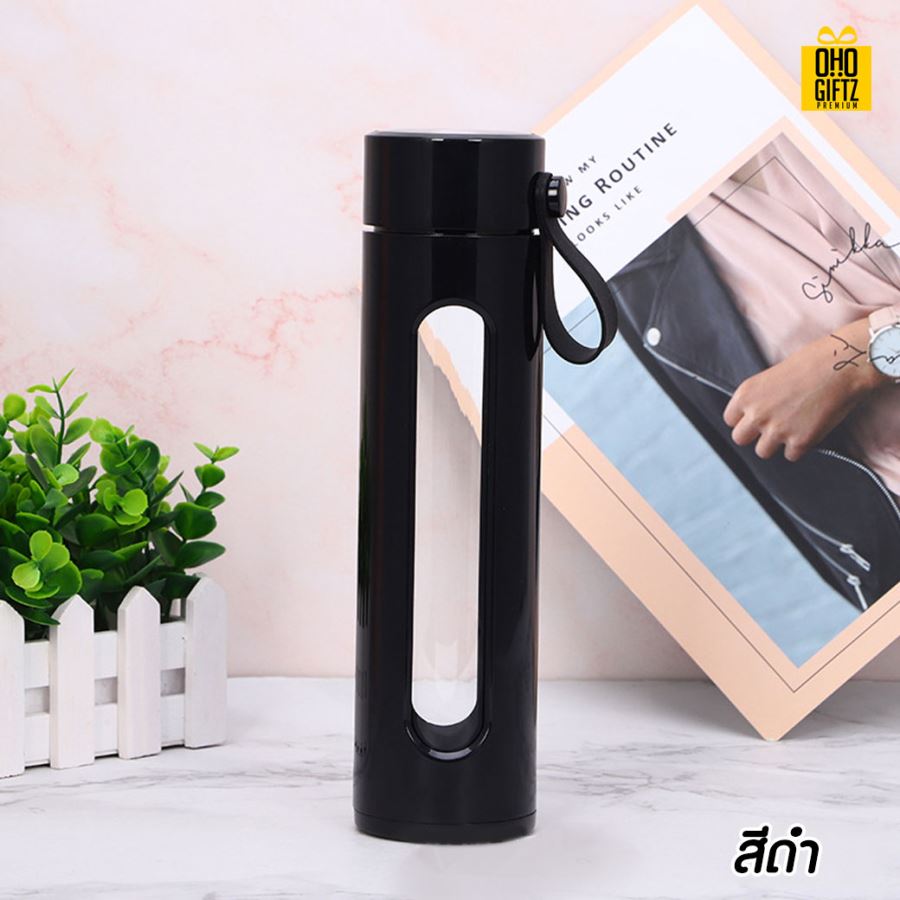 กระบอกน้ำโปร่งใส สกรีนชื่อ เลเซอร์โลโก้ฟรี  ทำเป็นของพรีเมี่ยมได้