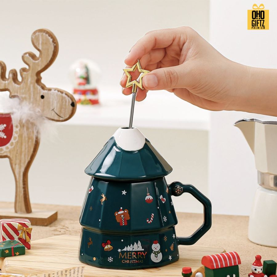 ชุดแก้วเซรามิคแซนต้า X'Mas สกรีนชื่อ สกรีนโลโก้ ทำเป็นของพรีเมี่ยมได้