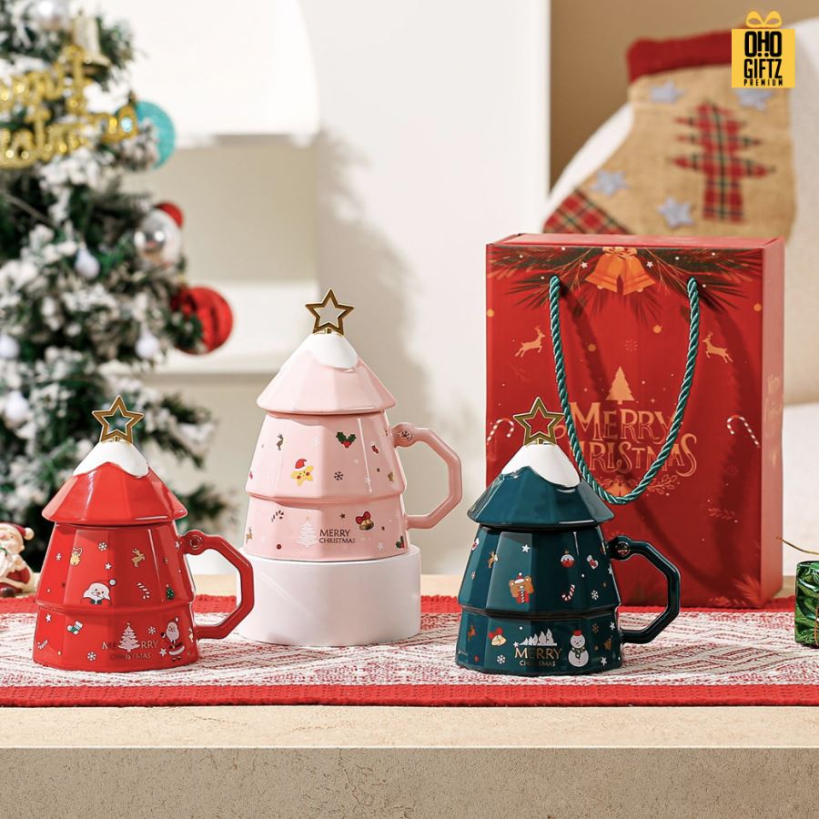 ชุดแก้วเซรามิคแซนต้า X'Mas สกรีนชื่อ สกรีนโลโก้ ทำเป็นของพรีเมี่ยมได้