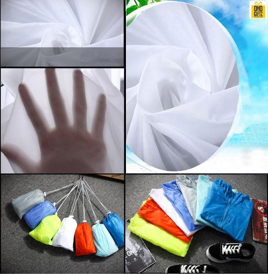 เสื้อคลุมกันลม & UV สกรีนโลโก้ ทำเป็นของพรีเมี่ยมได้