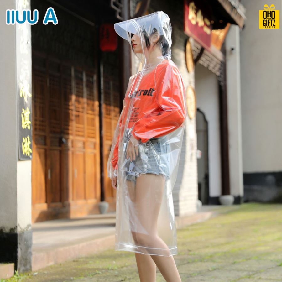 เสื้อกันฝนแฟชั่นสีใส สกรีนโลโก้ ทำเป็นของพรีเมี่ยมได้