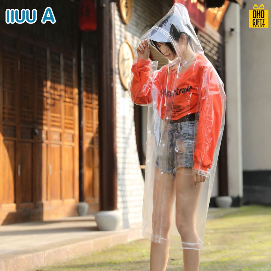 เสื้อกันฝนแฟชั่นสีใส สกรีนโลโก้ ทำเป็นของพรีเมี่ยมได้