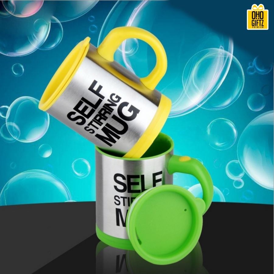 แก้วชงอัตโนมัติ พื้นเงิน 400 ml. Auto Stirring Mug สกรีนชื่อ,โลโก้ได้