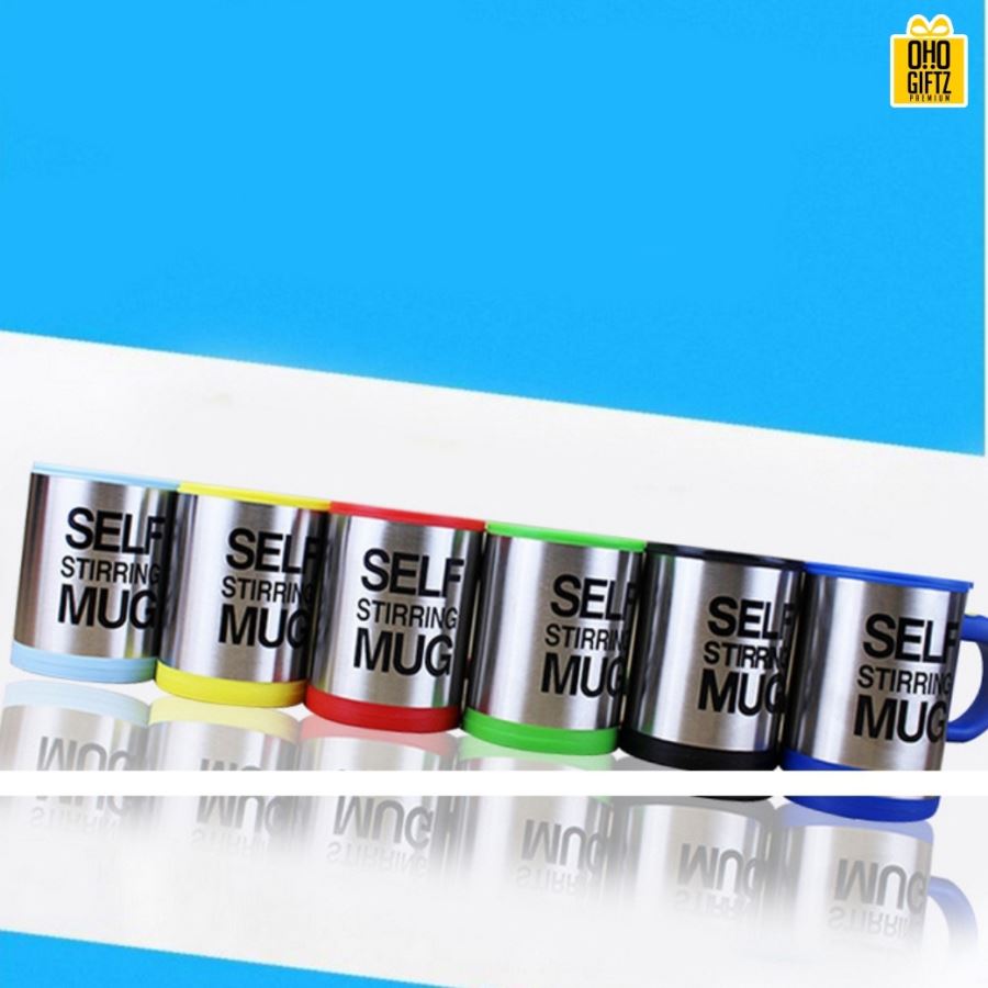 แก้วชงอัตโนมัติ พื้นเงิน 400 ml. Auto Stirring Mug สกรีนชื่อ,โลโก้ได้