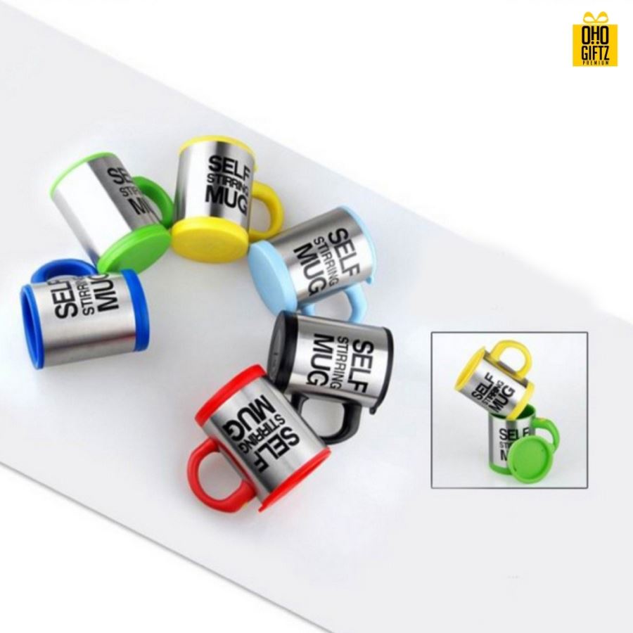 แก้วชงอัตโนมัติ พื้นเงิน 400 ml. Auto Stirring Mug สกรีนชื่อ,โลโก้ได้