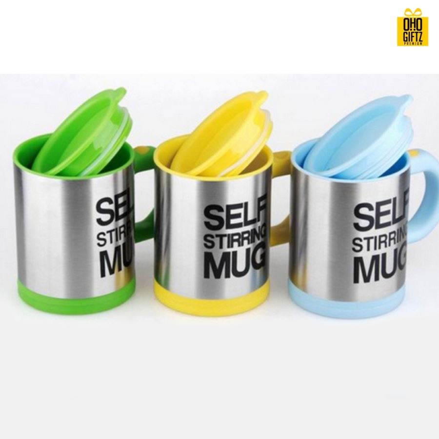 แก้วชงอัตโนมัติ พื้นเงิน 400 ml. Auto Stirring Mug สกรีนชื่อ,โลโก้ได้