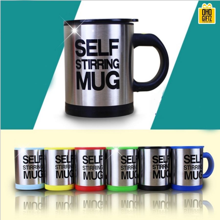 แก้วชงอัตโนมัติ พื้นเงิน 400 ml. Auto Stirring Mug สกรีนชื่อ,โลโก้ได้