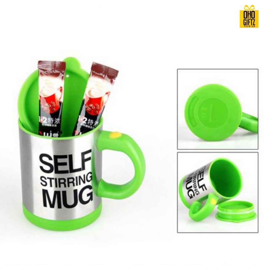 แก้วชงอัตโนมัติ พื้นเงิน 400 ml. Auto Stirring Mug สกรีนชื่อ,โลโก้ได้