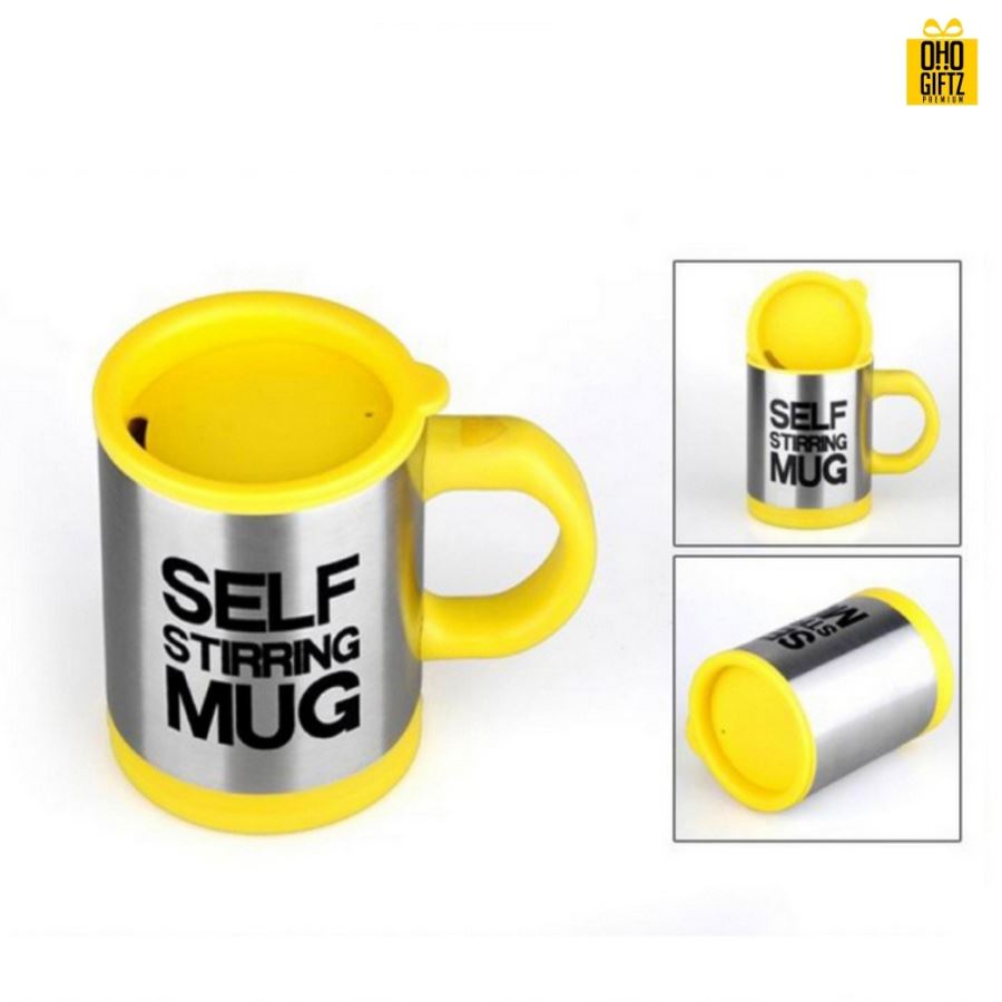 แก้วชงอัตโนมัติ พื้นเงิน 400 ml. Auto Stirring Mug สกรีนชื่อ,โลโก้ได้