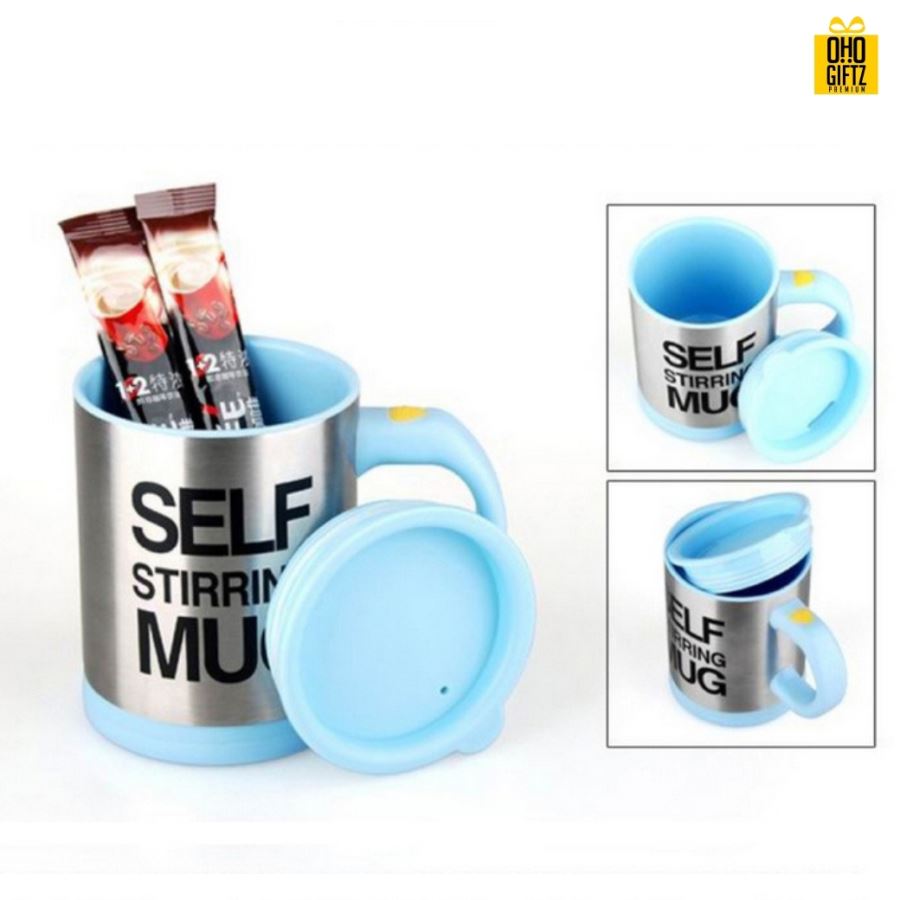 แก้วชงอัตโนมัติ พื้นเงิน 400 ml. Auto Stirring Mug สกรีนชื่อ,โลโก้ได้