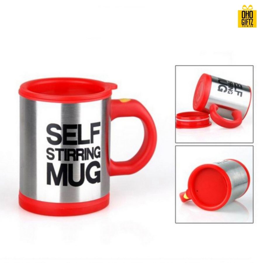 แก้วชงอัตโนมัติ พื้นเงิน 400 ml. Auto Stirring Mug สกรีนชื่อ,โลโก้ได้