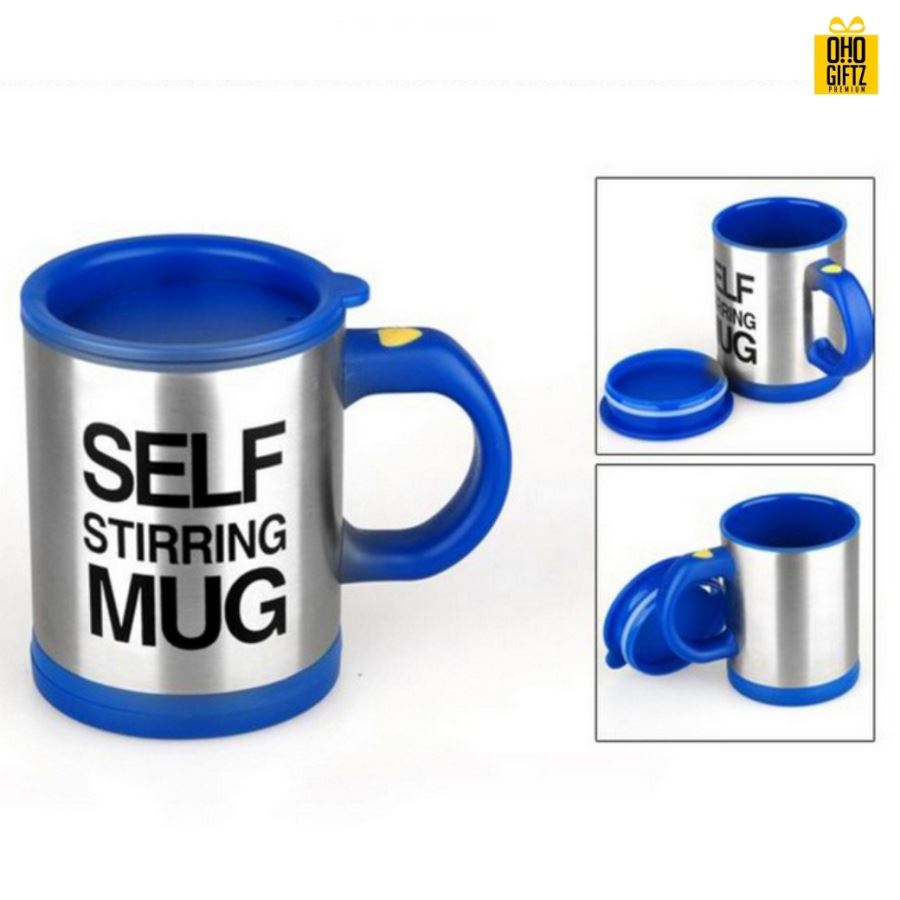 แก้วชงอัตโนมัติ พื้นเงิน 400 ml. Auto Stirring Mug สกรีนชื่อ,โลโก้ได้