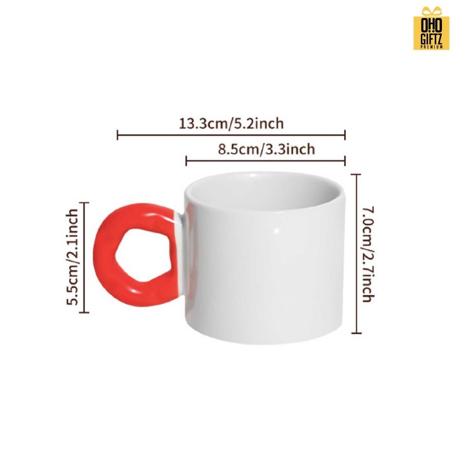 แก้วเซรามิคสั้นหูสีสกรีนไม่จำกัดสี สกรีนชื่อ สกรีนโลโก้ ทำเป็นของพรีเมี่ยมได้