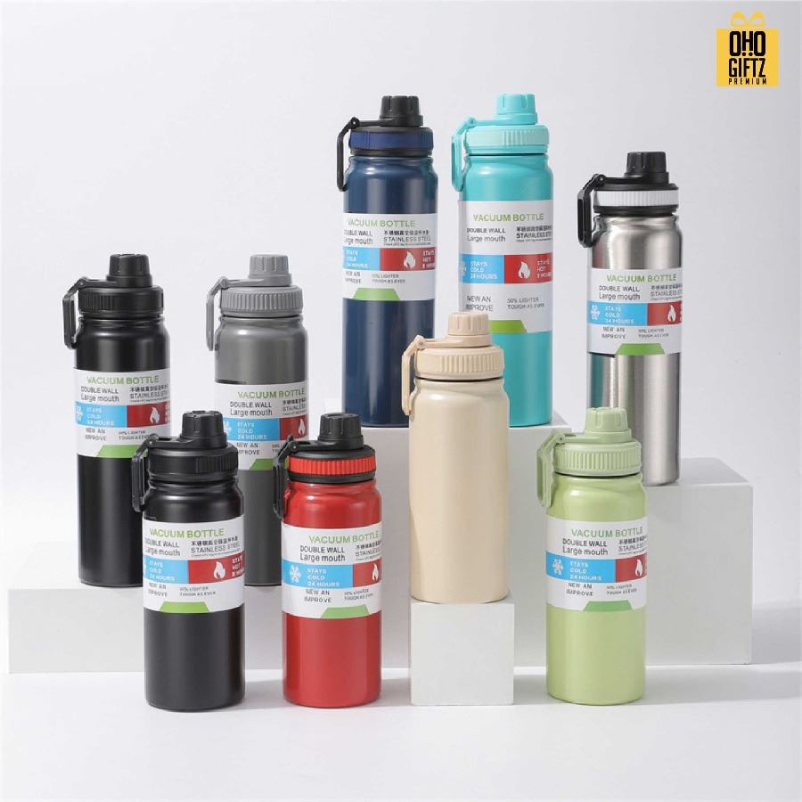 กระบอกน้ำสแตนเลสสีสวยมีฝาล็อค สกรีนโลโก้ ทำเป็นของพรีเมี่ยมได้