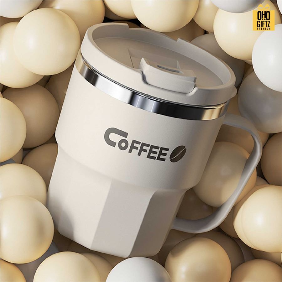 แก้วสแตนเลสพร้อมหูจับ สกรีนโลโก้ ทำเป็นของพรีเมี่ยมได้