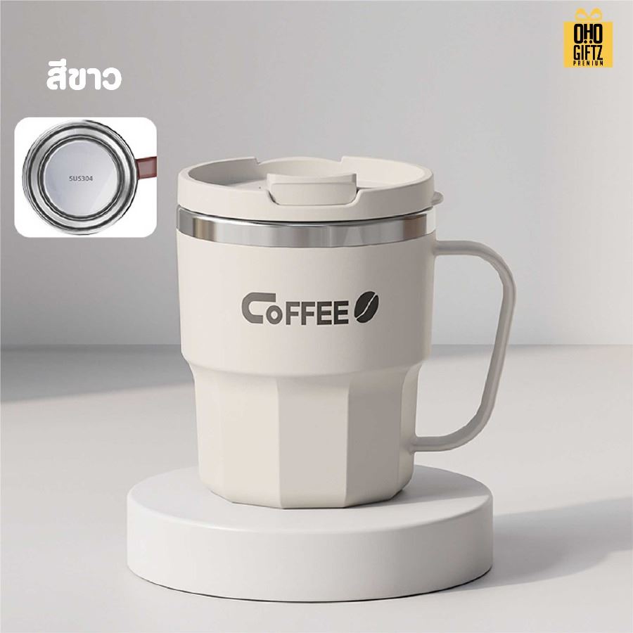 แก้วสแตนเลสพร้อมหูจับ สกรีนโลโก้ ทำเป็นของพรีเมี่ยมได้