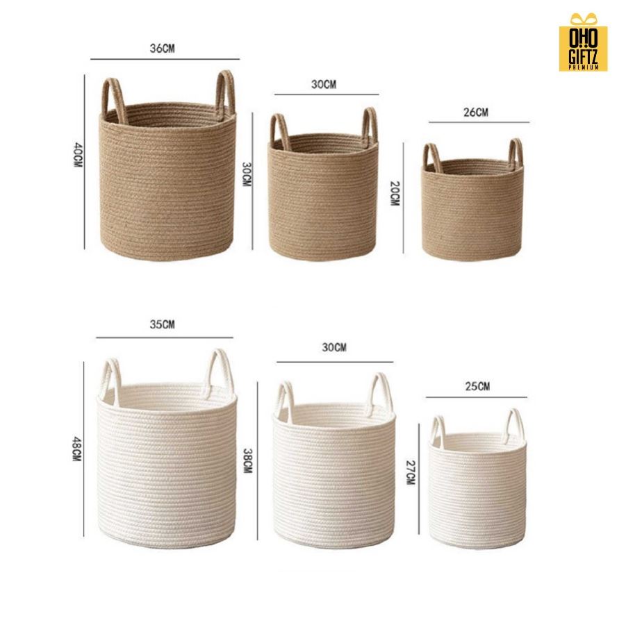 ตะกร้าผ้าฝ้ายใส่เสื้อผ้า สกรีนโลโก้ ทำเป็นของพรีเมี่ยมได้