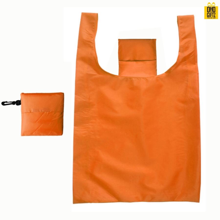 ถุงผ้าพับได้มีห่วงห้อยรุ่น Twin Bag สกรีนโลโก้ฟรี1สี1จุด!!