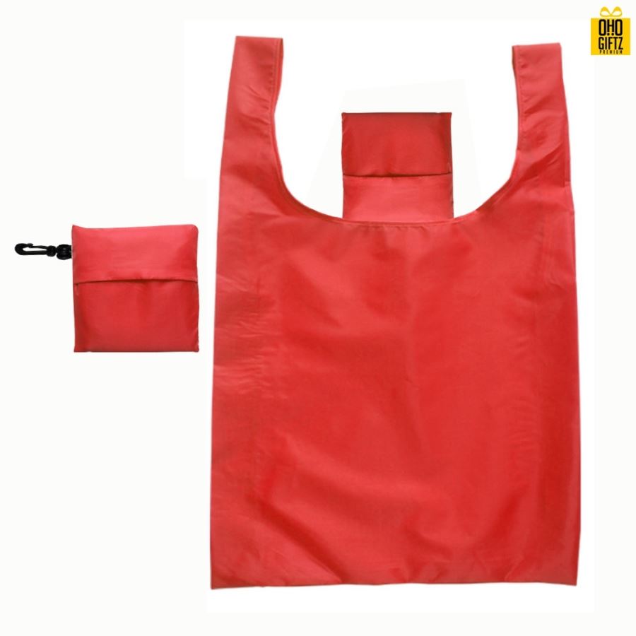 ถุงผ้าพับได้มีห่วงห้อยรุ่น Twin Bag สกรีนโลโก้ฟรี1สี1จุด!!