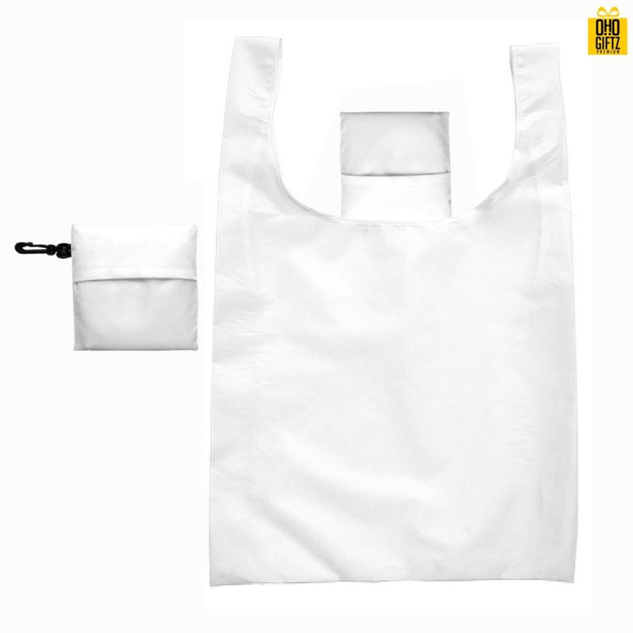 ถุงผ้าพับได้มีห่วงห้อยรุ่น Twin Bag สกรีนโลโก้ฟรี1สี1จุด!!