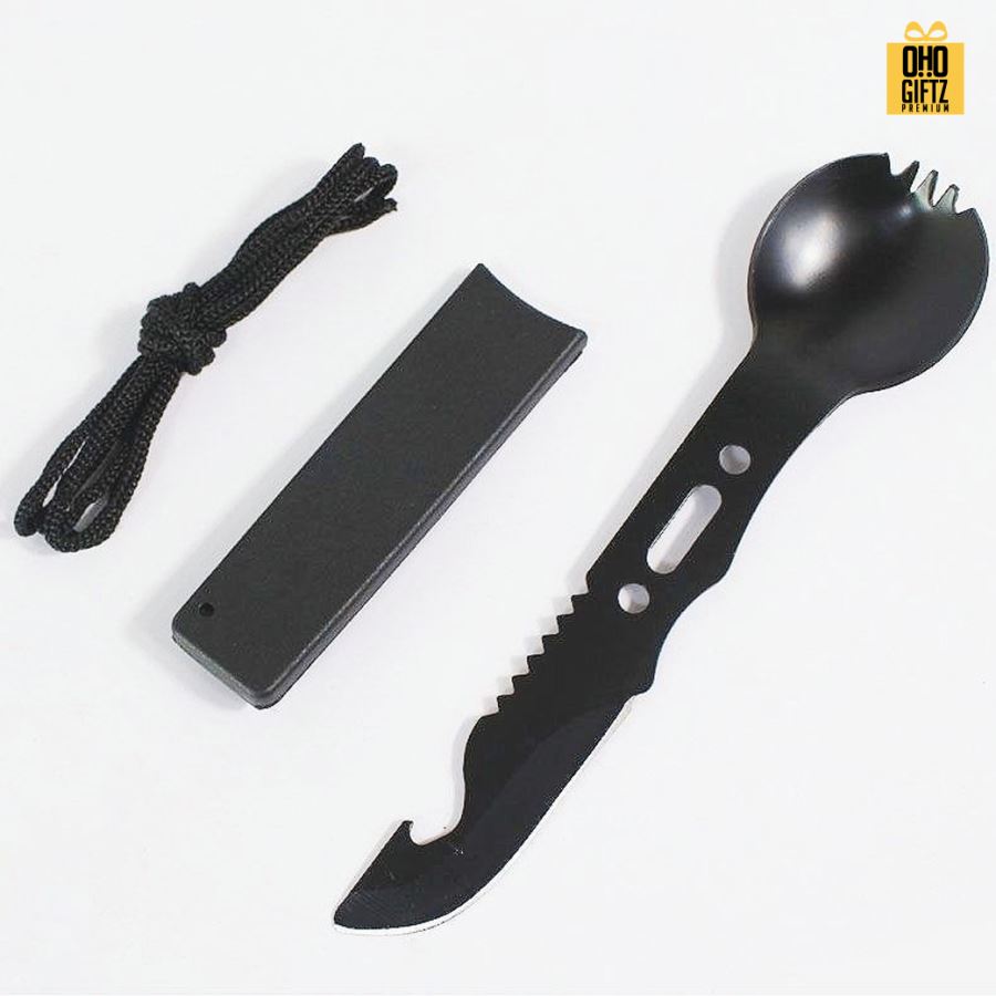 ช้อนส้อมมีดพก 3in1 สำหรับเดินป่า สกรีนโลโก้ ทำของพรีเมี่ยมได้