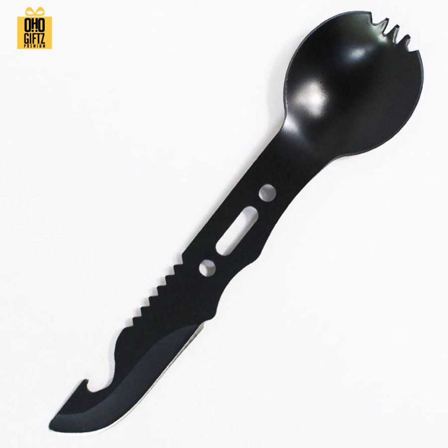 ช้อนส้อมมีดพก 3in1 สำหรับเดินป่า สกรีนโลโก้ ทำของพรีเมี่ยมได้