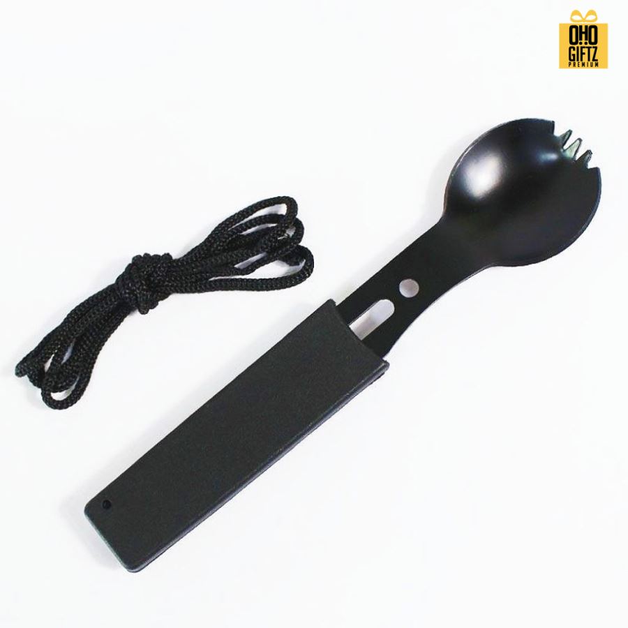 ช้อนส้อมมีดพก 3in1 สำหรับเดินป่า สกรีนโลโก้ ทำของพรีเมี่ยมได้