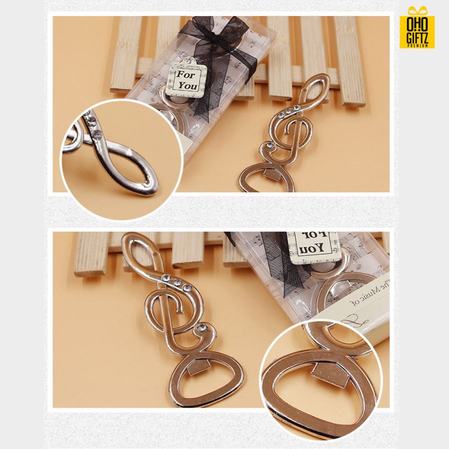 ที่เปิดขวดรูปกุญแจซอล พิมพ์สติกเกอร์ชื่อฟรี ทำเป็นของพรีเมี่ยม ของชำร่วยงานเเต่งงานได้