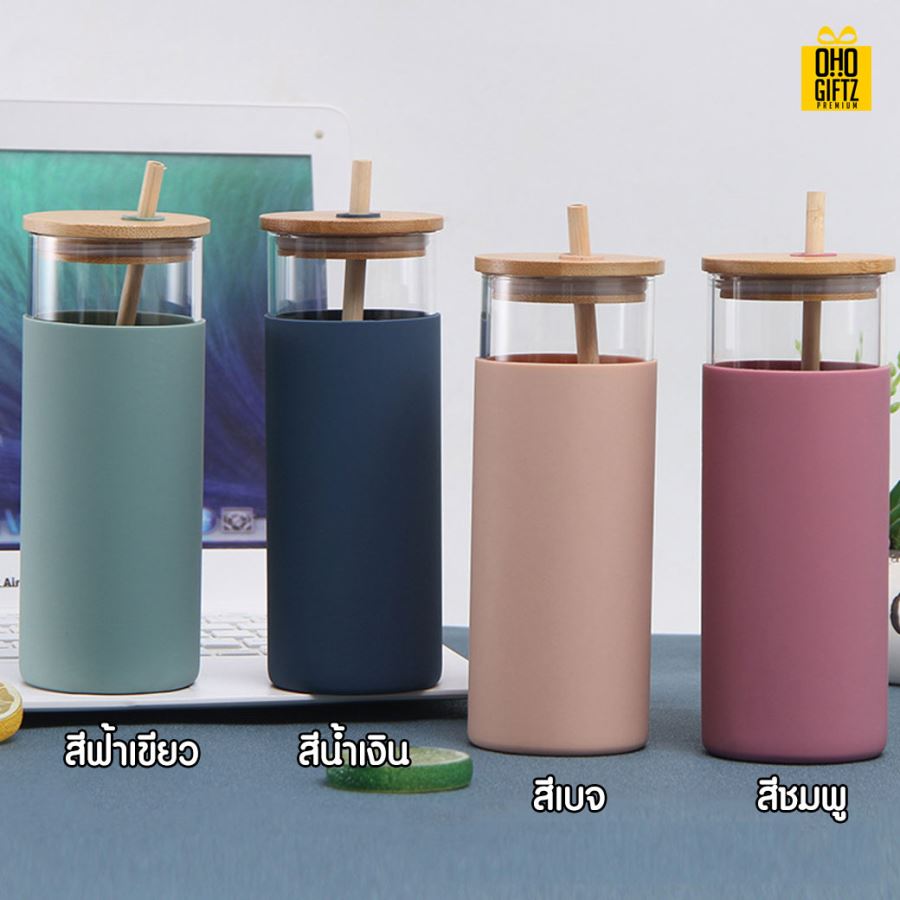 กระบอกแก้วน้ำ สกรีนชื่อ สกรีนโลโก้ ทำเป็นของพรีเมี่ยมได้