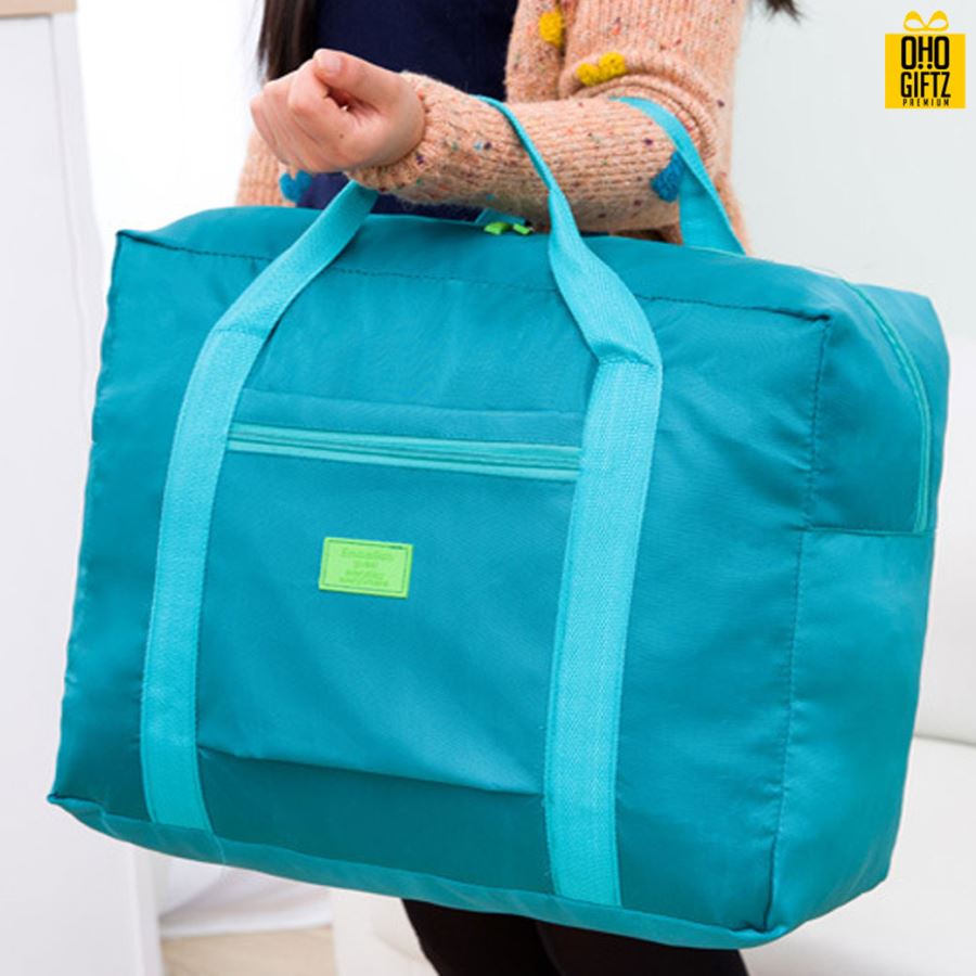 กระเป๋าเดินทางผ้าไนล่อนพับได้ สกรีนโลโก้ ทำเป็นของพรีเมี่ยม ของที่ระลึก