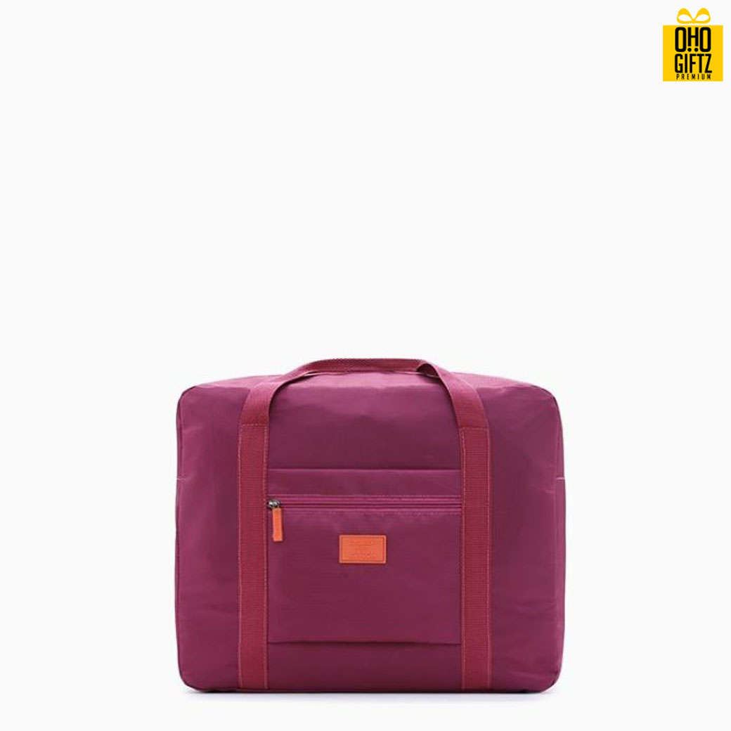 กระเป๋าเดินทางผ้าไนล่อนพับได้ สกรีนโลโก้ ทำเป็นของพรีเมี่ยม ของที่ระลึก