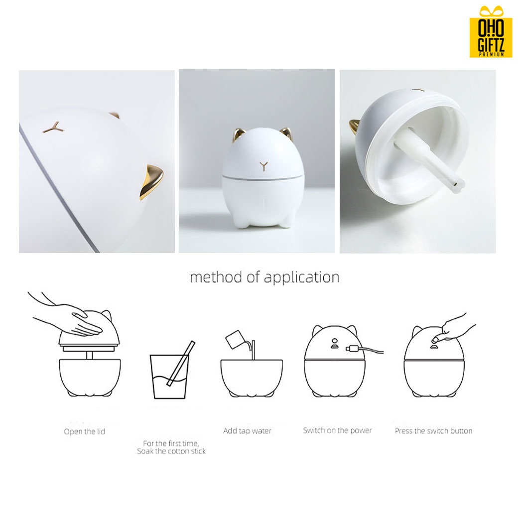 เครื่องทำความชื้นรูปแมวเหมียว สกรีนโลโก้ ทำเป็นของพรีเมี่ยม