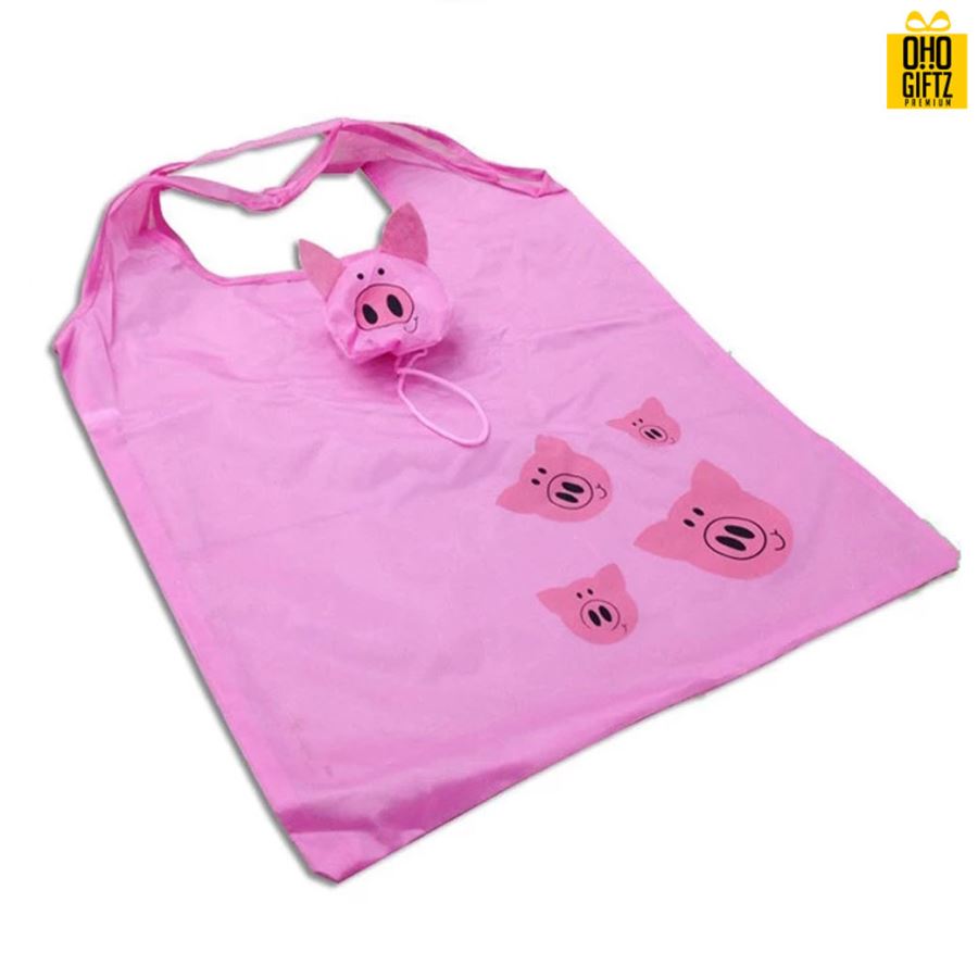 ถุงผ้าพับได้รูปหมู สกรีนโลโก้ ทำเป็นของพรีเมี่ยม ของที่ระลึก