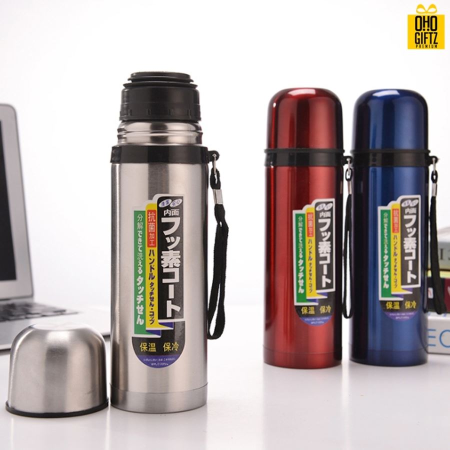 กระบอกน้ำสแตนเลส มีหูหิ้ว Vacuum Flask สกรีนโลโก้ได้
