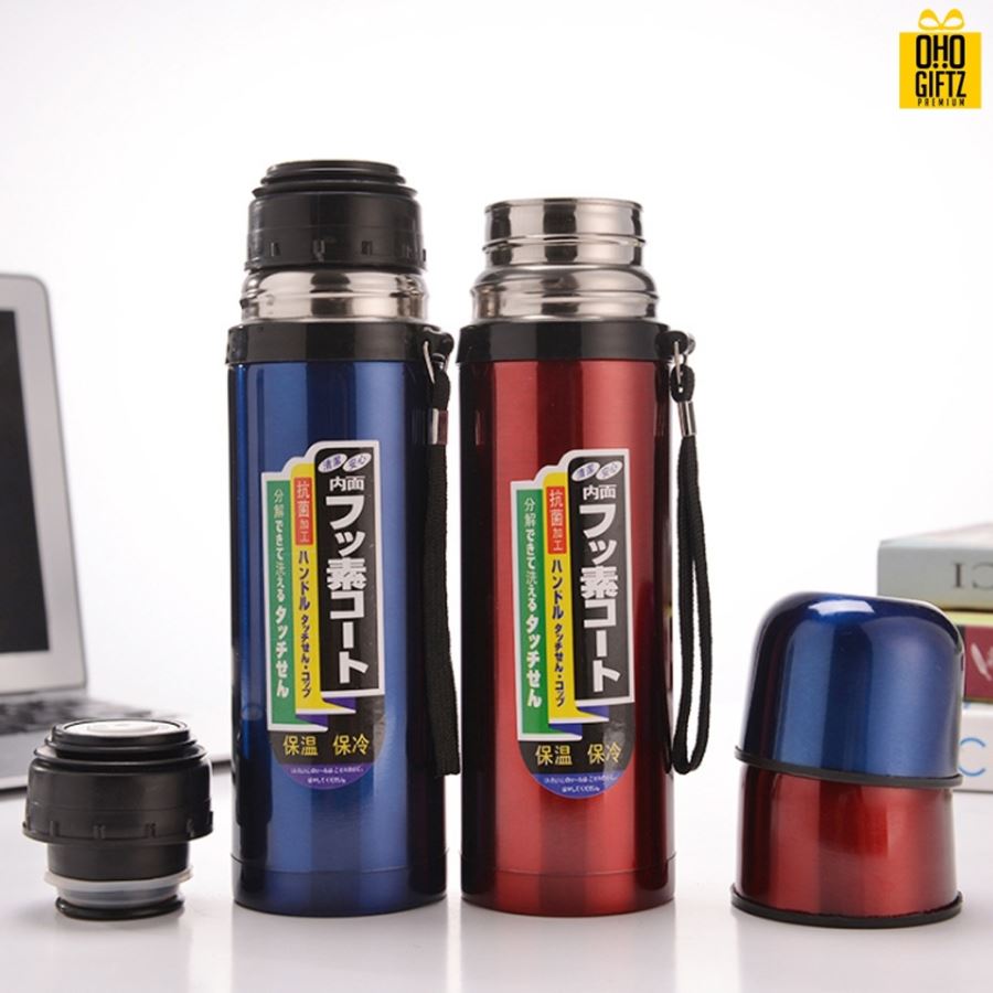 กระบอกน้ำสแตนเลส มีหูหิ้ว Vacuum Flask สกรีนโลโก้ได้