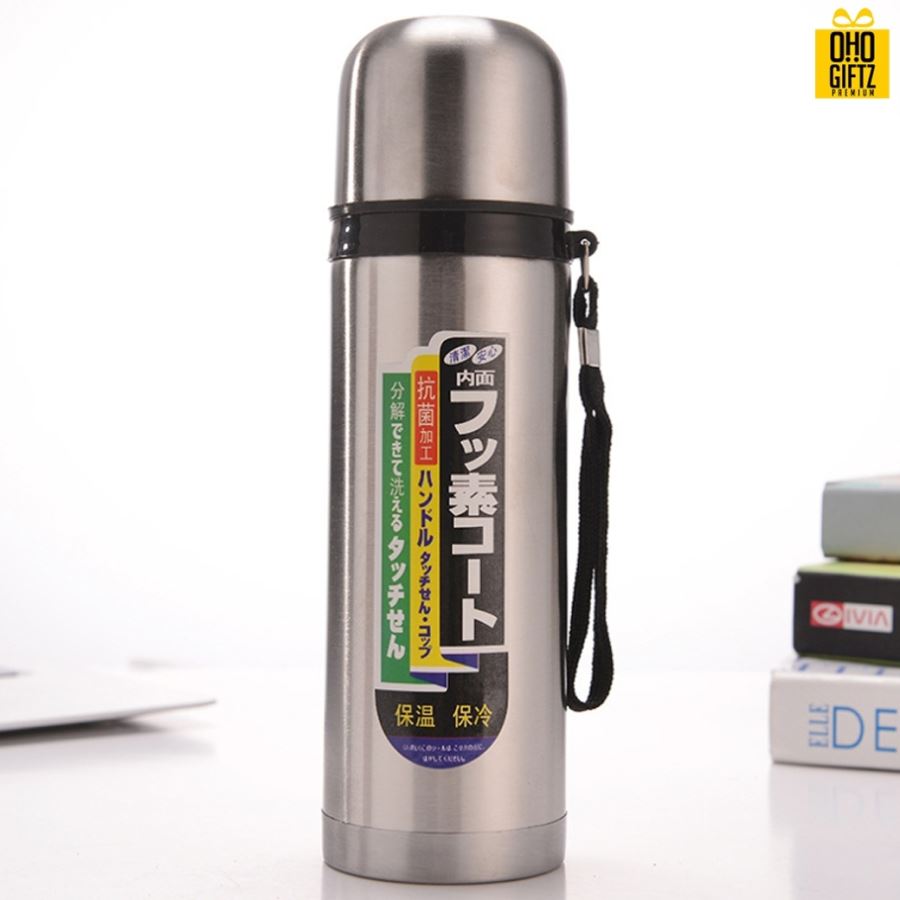กระบอกน้ำสแตนเลส มีหูหิ้ว Vacuum Flask สกรีนโลโก้ได้