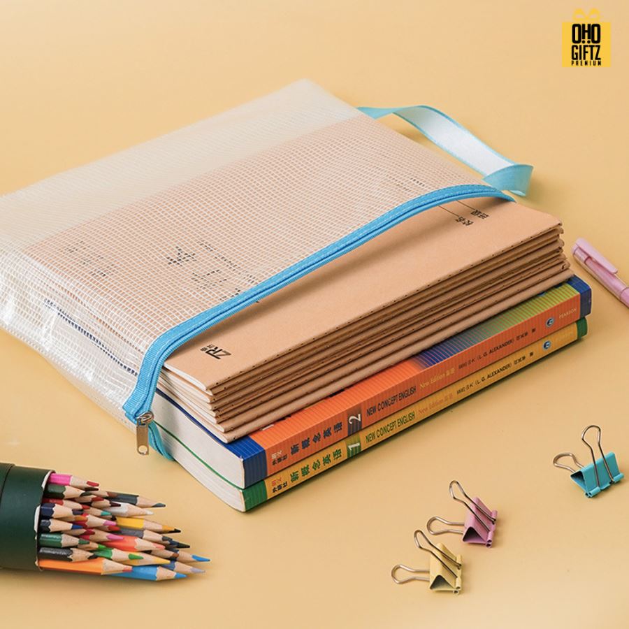 กระเป๋าเอกสารมีหูหิ้ว PVC A4 สกรีนโลโก้ ทำเป็นของพรีเมี่ยม ของชำร่วยได้